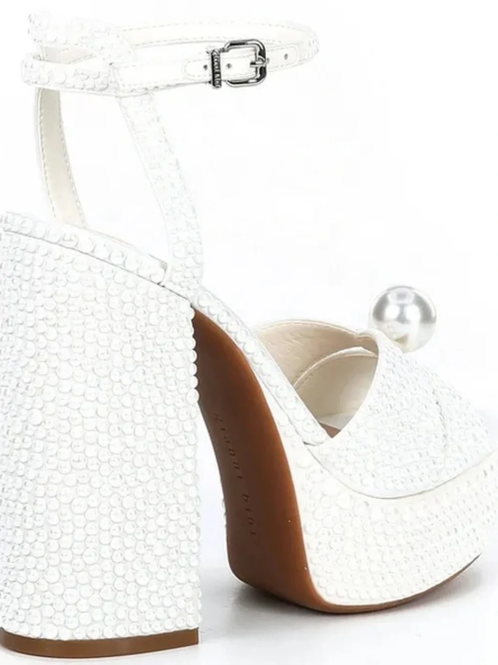 NWT Gianni Bini Kemara Two Open Toe Embellished Pearl Studded Platform Sandals